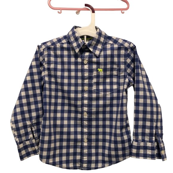 Carter's Boy Toddler Plaid Button Down Shirt Blue White Size 4T - Picture 3 of 11